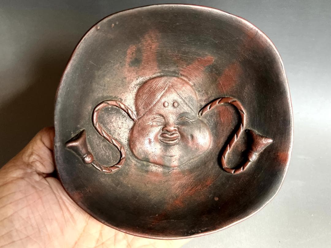 盃■覗きお福と裏鬼 酒器 酒杯 皿 平鉢 飾皿 古美術 時代物 骨董品■