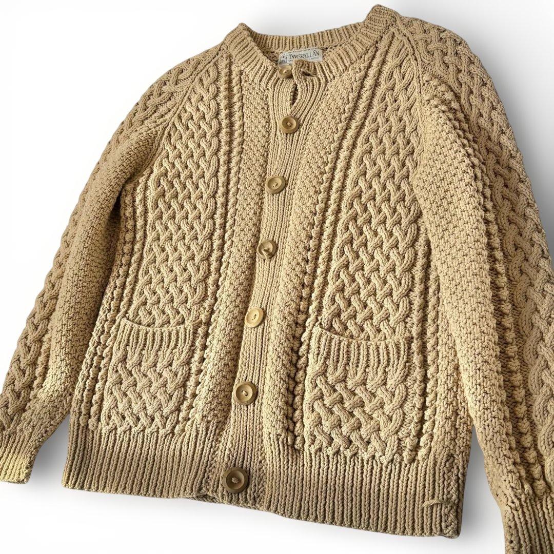 【Ｈｉ_ｊｉｒｉ】インバーアラン 黒タグ コットン カーディガン