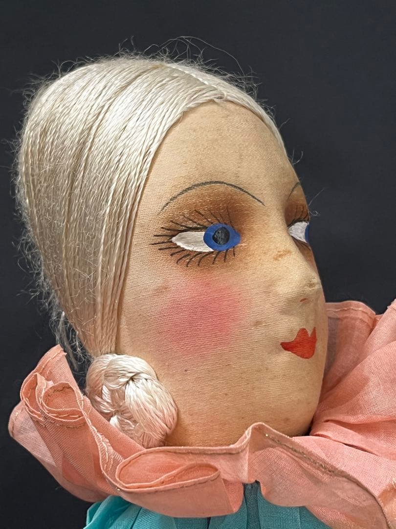 アンティークブドワールドールクロスボディ 1920s ピエロ 大型71cm