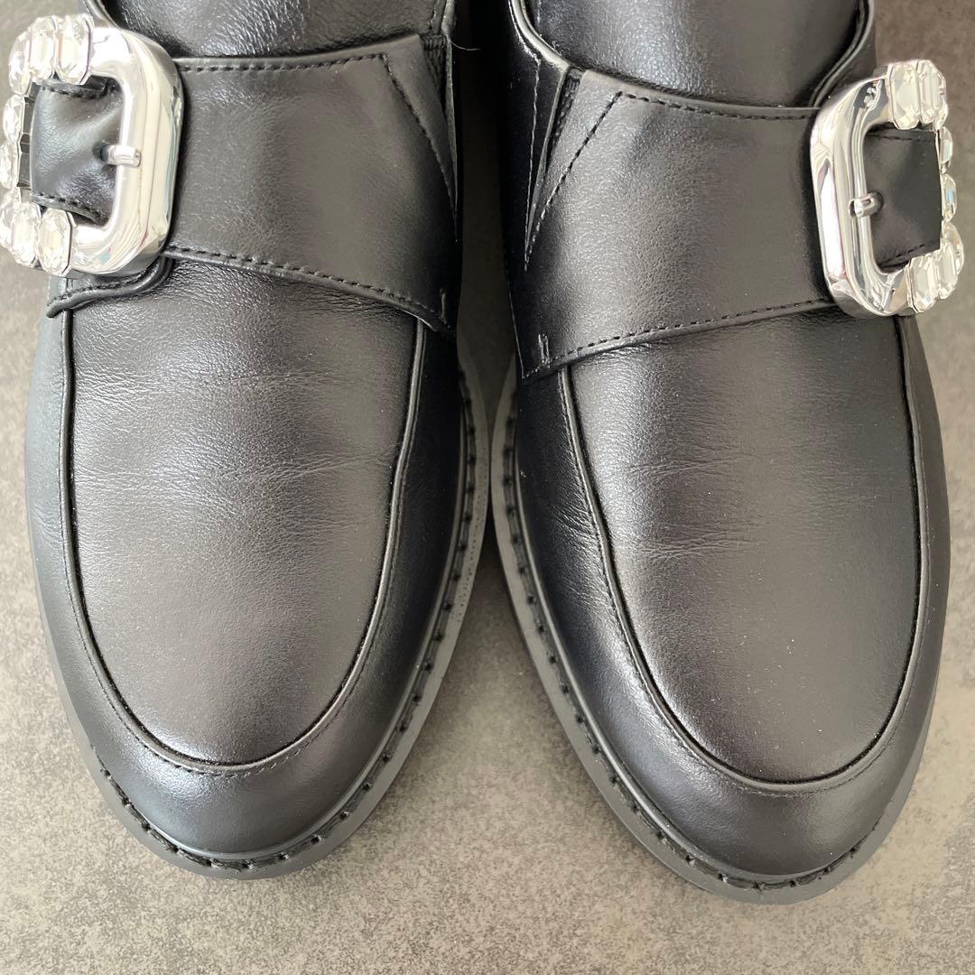 ダイアナDIANA ビジュー付きブラックローファー銀座正規店購入　新品