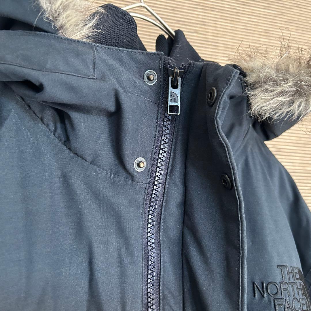 ノースフェイスダウンジャケット モッズコートネイビーフェイクファーハイベントF4