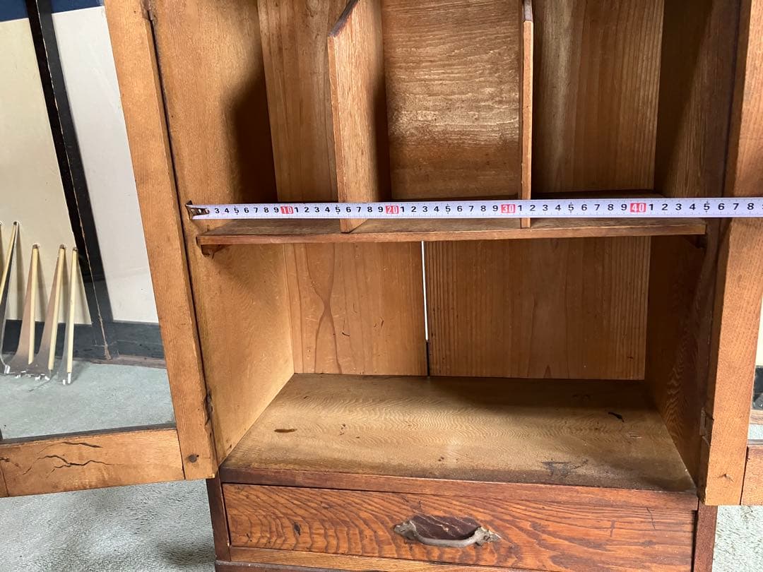 レトロ商品　木製ガラス扉収納　キャビネット　本棚　アンティーク家具