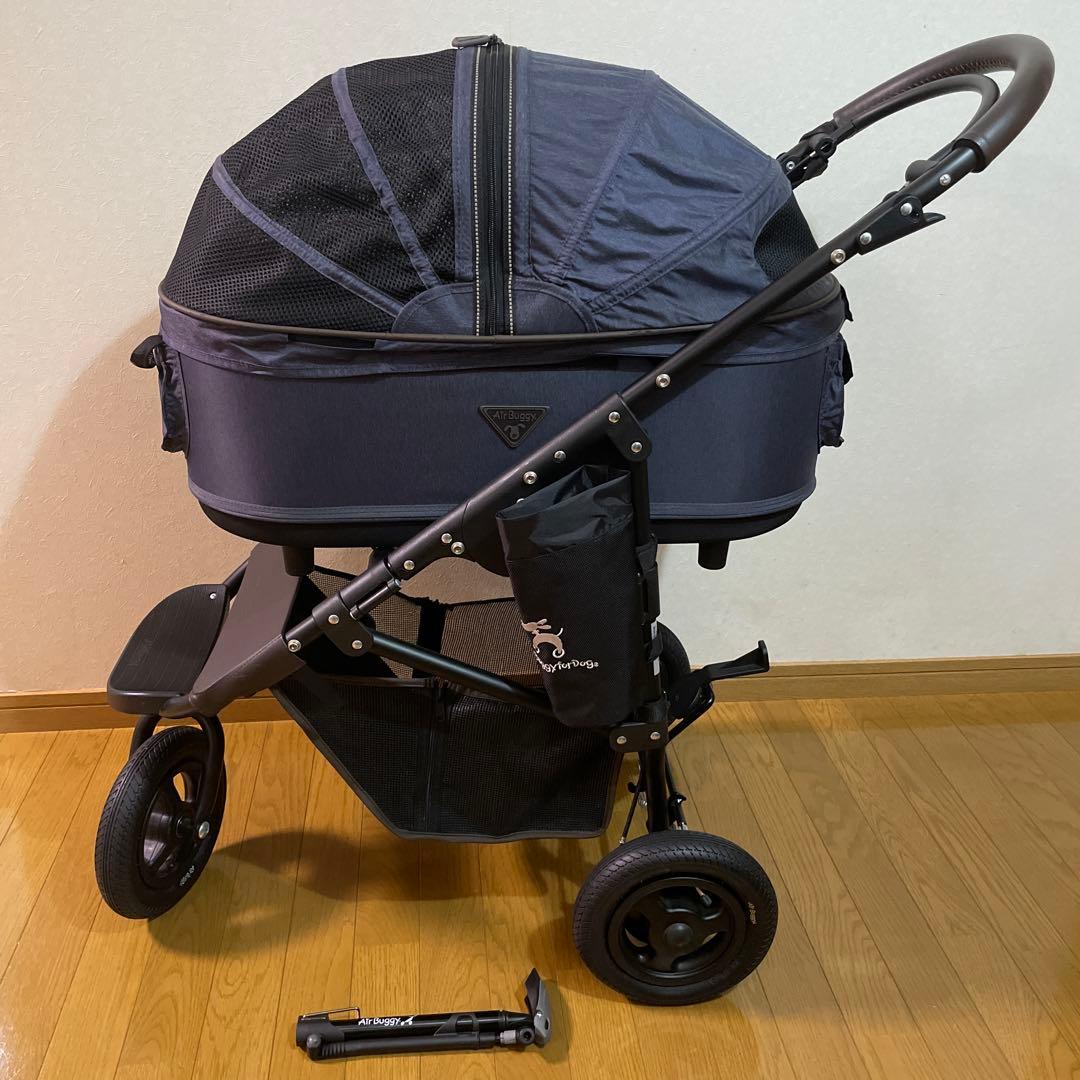 AirBuggy ペットカート(ラージ) ネイビー 専用空気入れ付き