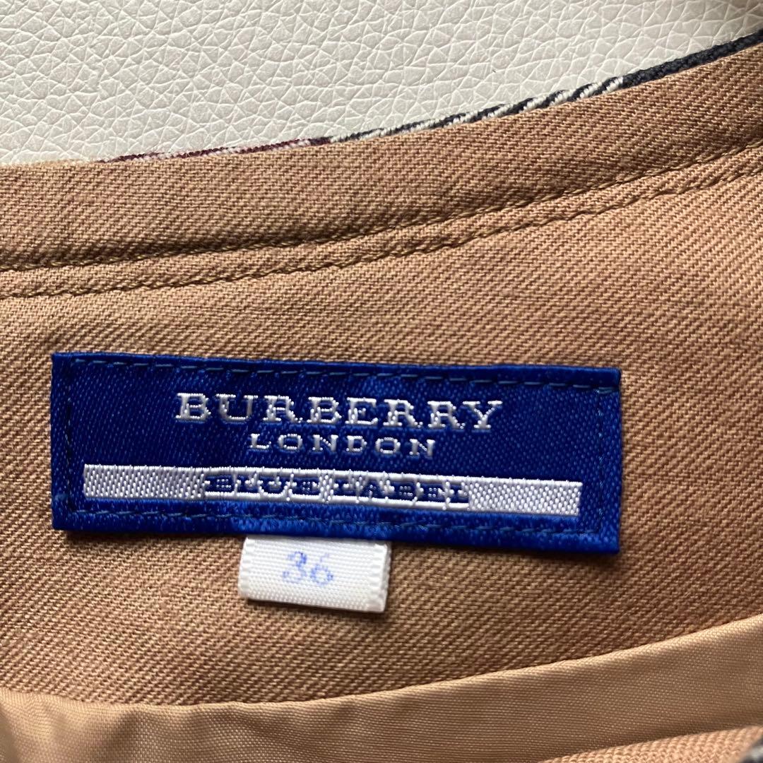 美品　バーバリーブルーレーベル　フレアワンピース　ノバチェック　36