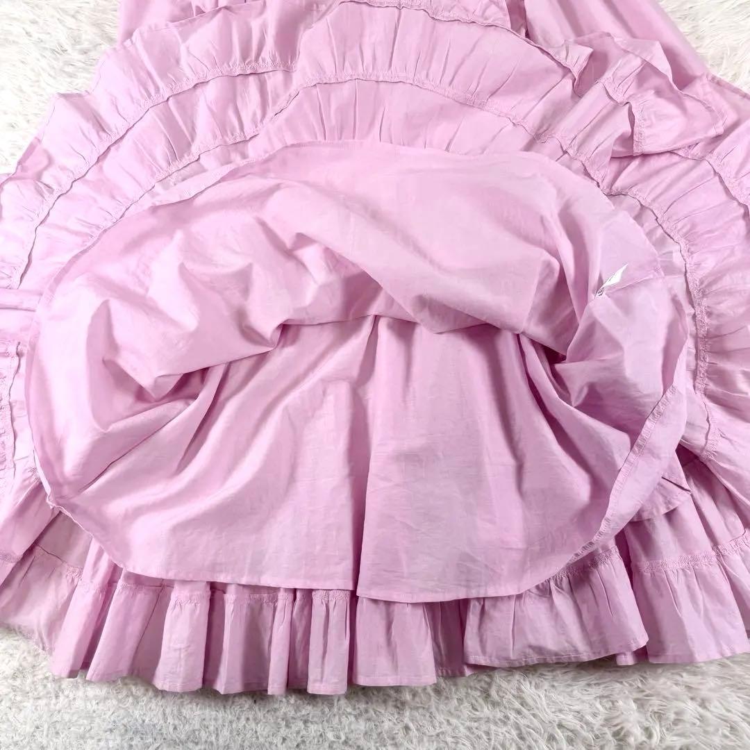 マーレット ARBOR ティアード ワンピース ピマコットン ピンク XS