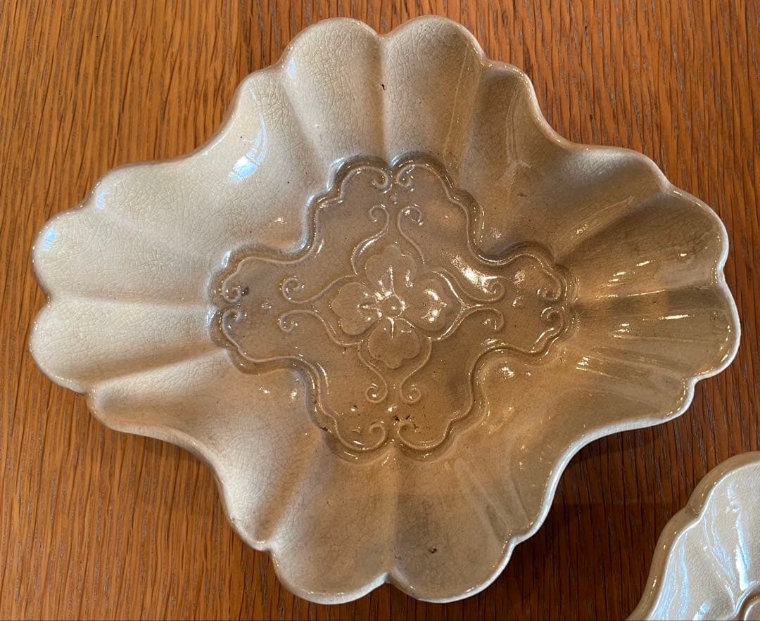 古瀬戸 御深井焼 菊皿 輪花皿 【5客】