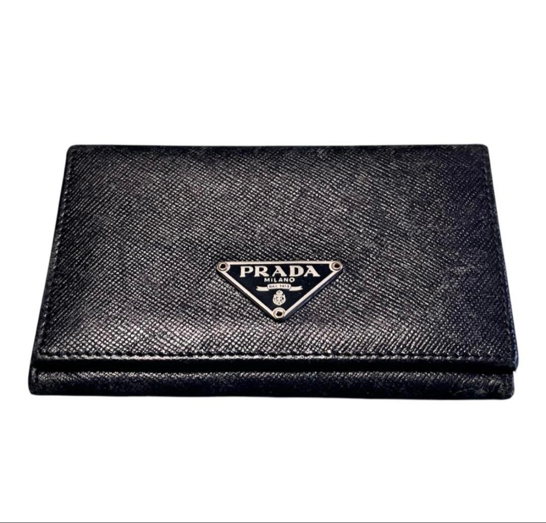 り*り様 PRADA プラダ サフィアーノ レザー カードケース 名刺入れ ブラ