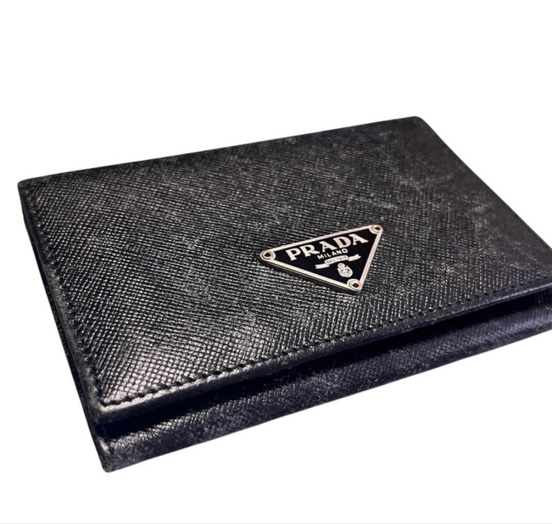 り*り様 PRADA プラダ サフィアーノ レザー カードケース 名刺入れ ブラ