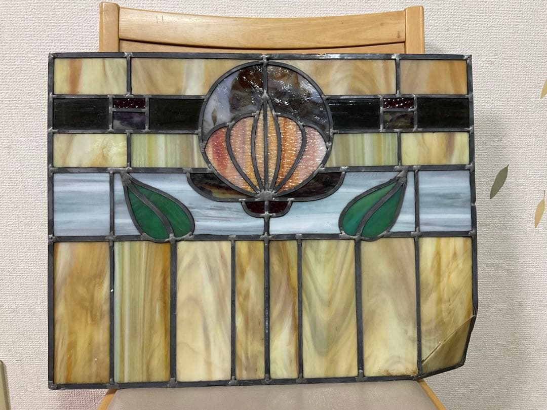 西洋アンティーク　大　ステンドグラス　 約51cm x 40cm 工芸品　ガラス