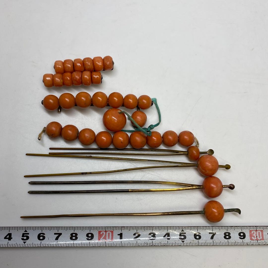 本赤珊瑚　玉　簪　93g チヒチ　東さ8-0107☆1F