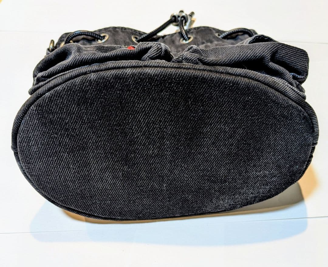 DIESEL ブラックデニムショルダーバッグ