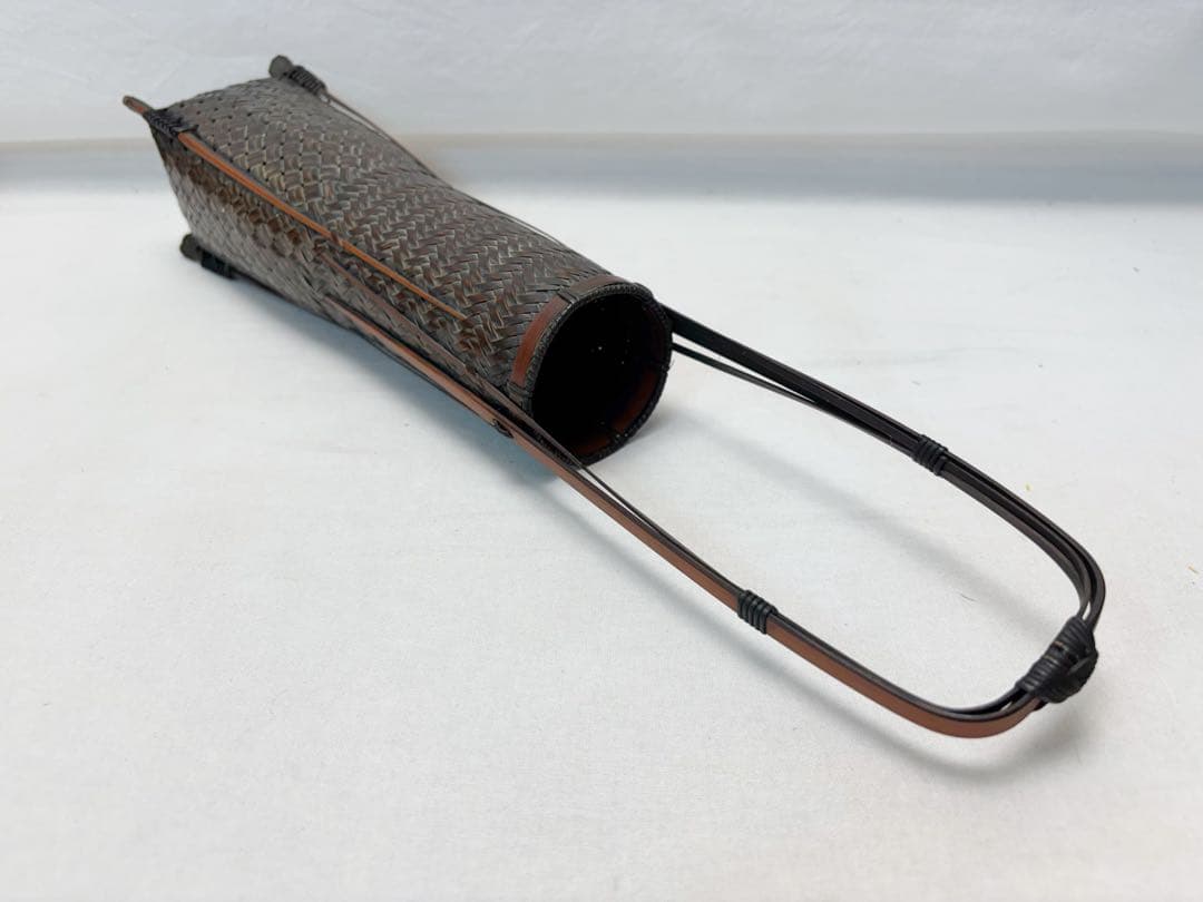 未使用 華道具 竹 手持ち 唐物写花籠 落とし付き 和室 茶室 竹細工 花器