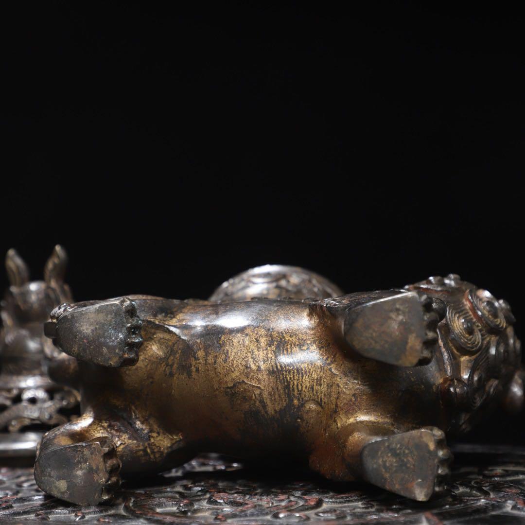 銅製獅子　置物 香炉　旧蔵　美術品