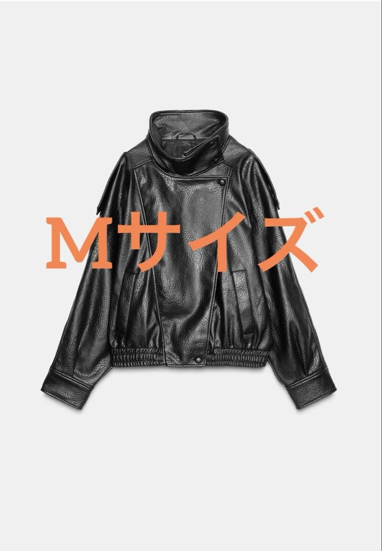 ZARA フェイクレザージャケット　Mサイズ　ブラック色　完売商品　タグ付き新品