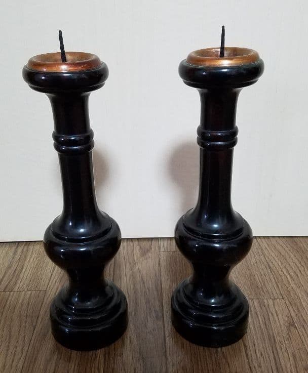 仏具 燭台 黒色 2脚セット