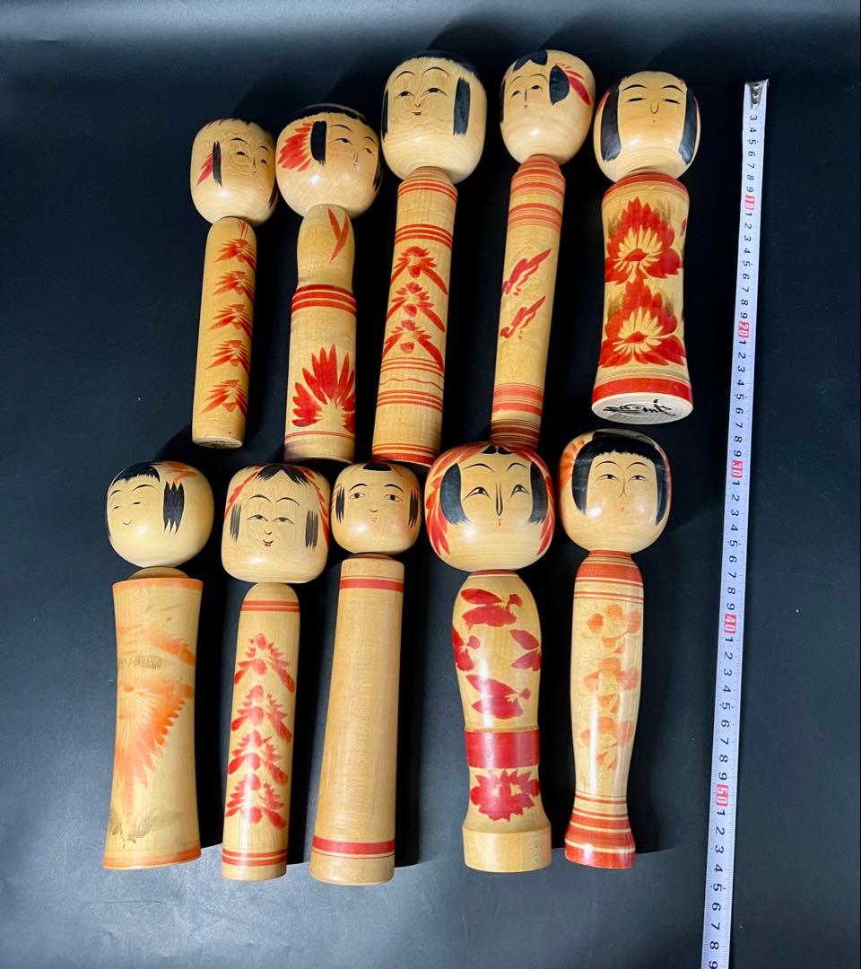伝統こけし10本セット 会田栄治 岡崎昭一 遊佐福寿 井上ゆき子 我妻与四松ほか