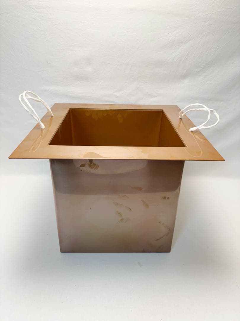 未使用 茶道具 銅製 炉壇 利休炉壇 黒真塗 花筏蒔絵 炉縁 2点セット 紙箱