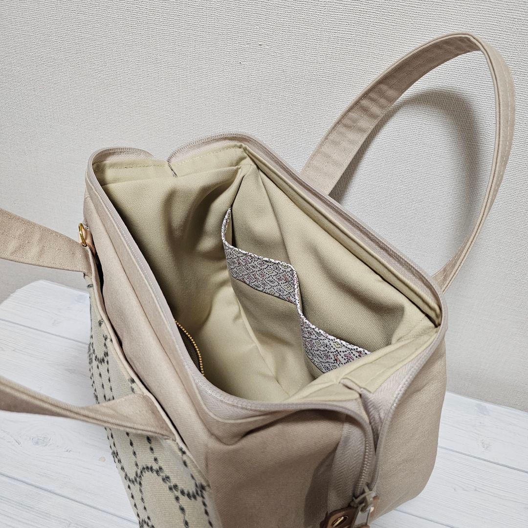 p.ぽってりボストンL ポンピア ベージュ ミナペルホネン ハンドメイド