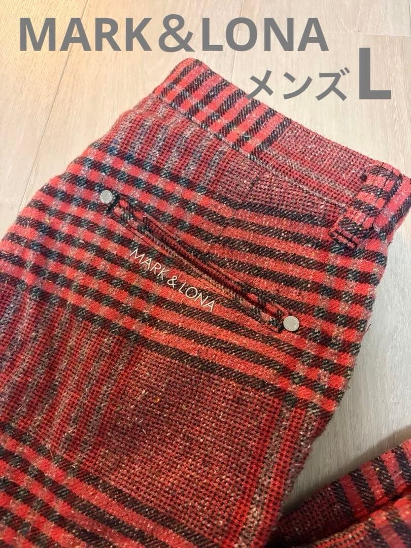 MARK & LONA 赤黒チェック パンツ メンズ L マークアンドロナ