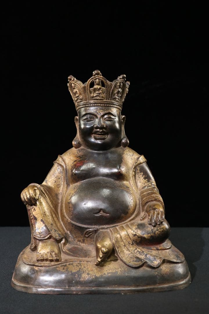 旧蔵珍蔵　仏像　開運仏　笑仏　 純銅製　アンティーク　置物　時代物　本物保証