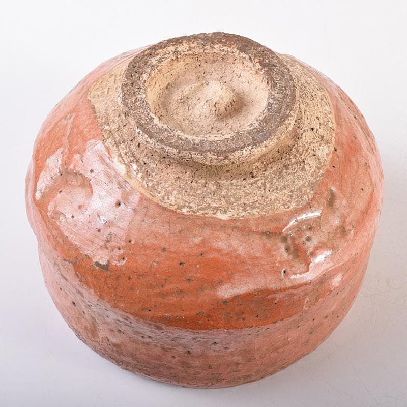 茶道具　楽吉左衛門　左入作　赤楽茶碗　九代　大樋長左衛門極め箱　V　R7631