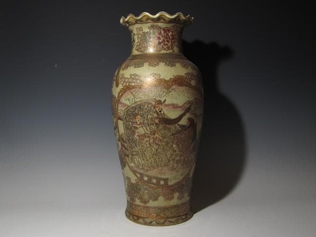 【期間限定値下】古薩摩 金襴七福神文大花瓶 全高51ｃｍ o462