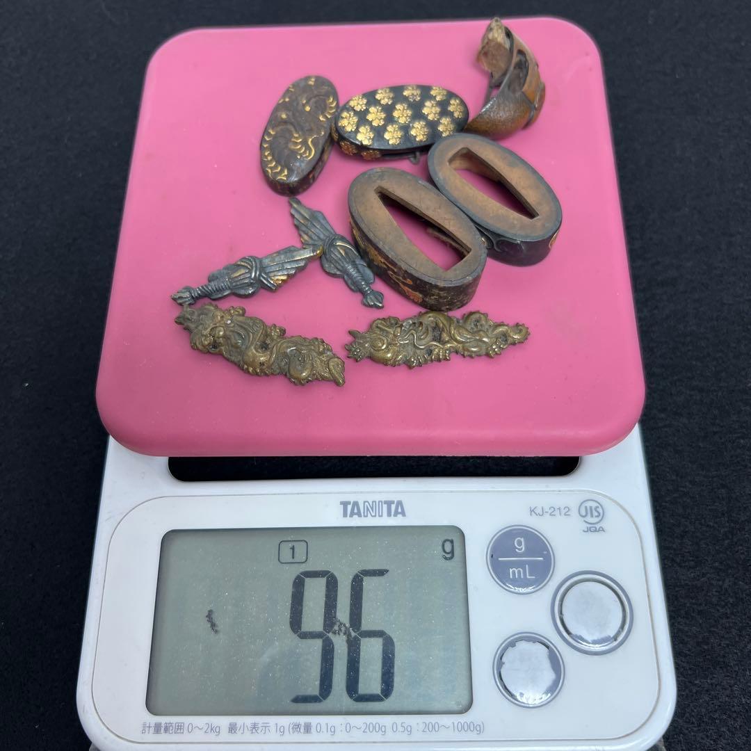 時代　金象嵌　刀装具8点　96g 東Y7-1226☆2Fトヒウ