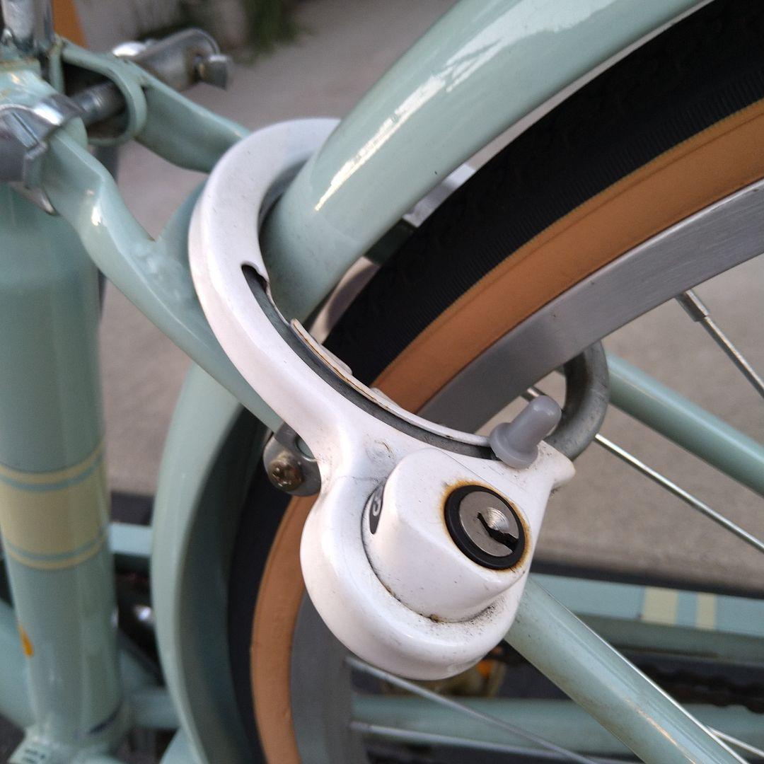 【中古美品】ミントグリーン 自転車24インチ前カゴ付き子供用 小柄な方にも