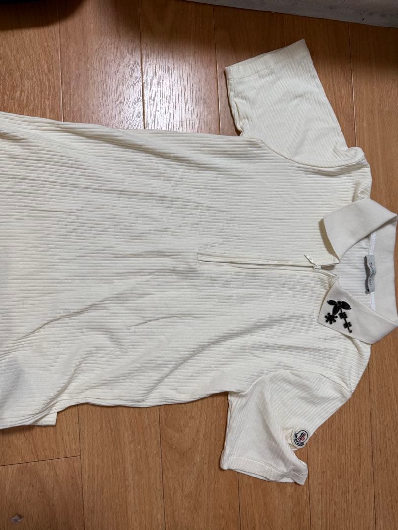 ホワイト ポロシャツ Sサイズ ジッパー付き