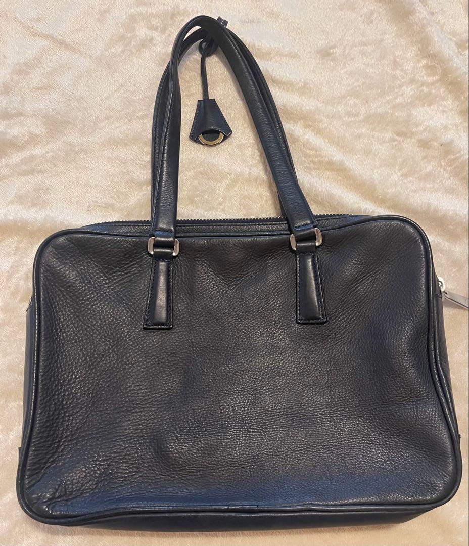 アニアリ　レザー ビジネス　トートバッグ　ネイビー