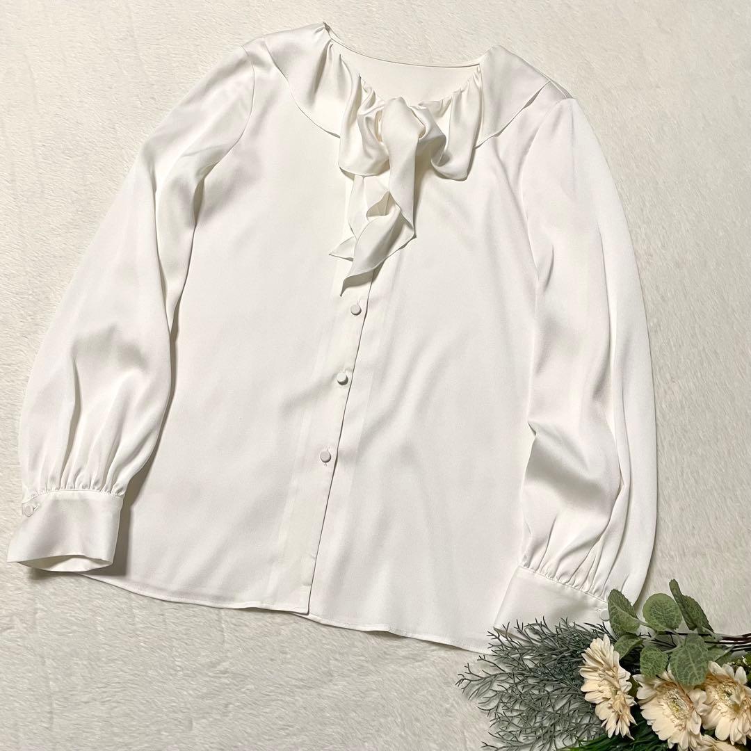 美品《ANAYIアナイ》シフォンフリルブラウス ホワイト Mサイズ