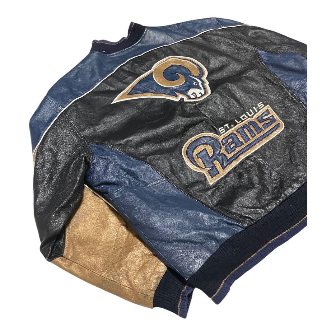 希少 90s NFL ラムズ ST.LOUIS RAMS レザースタジャン XL