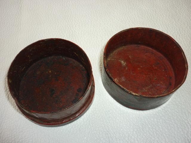 美品1800年前期 チャクリー王朝◆タイ タイルー族 漆器線彫り草花紋様 茶箱