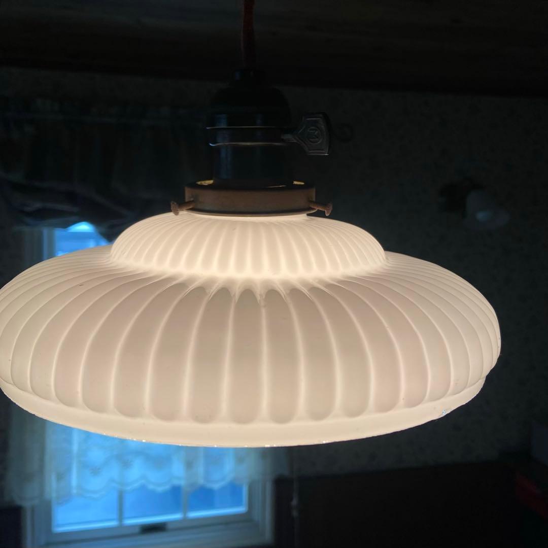 大正浪漫　電笠　乳白ガラス　アンティーク　天井照明