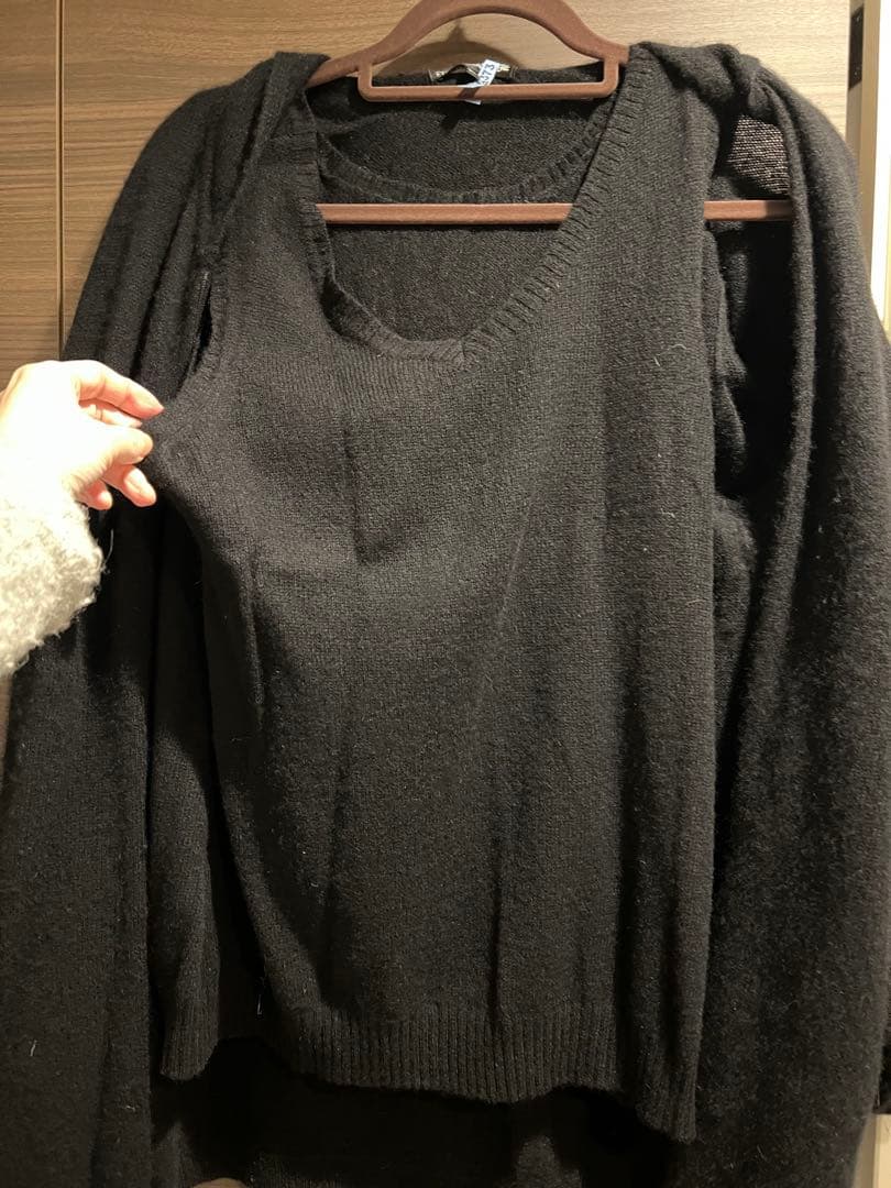 カシミア100% 大きいサイズ　カーディガン　インナーベスト付き　軽い