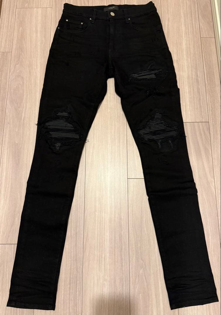 AMIRI アミリ MX1 デニム ブラック 30 レザーパッチ