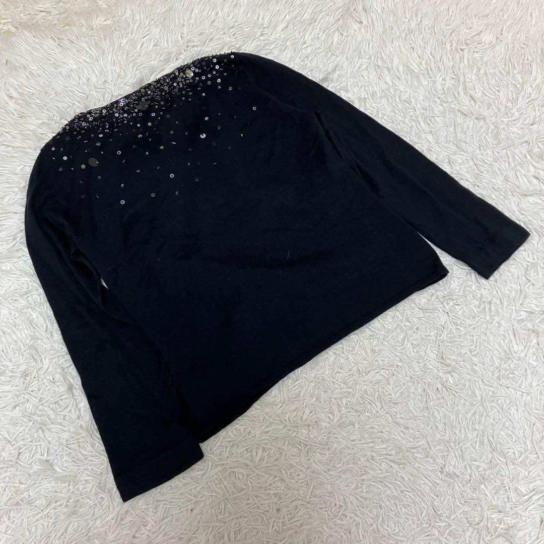 【タグ付】MOSCHINO ビジューカーディガン　ニット　スパンコール　黒　L