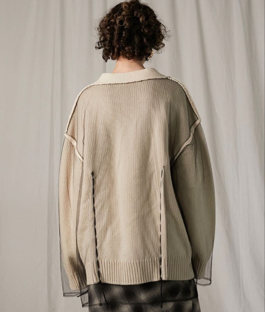 prank project チュールレイヤードニットカーデ