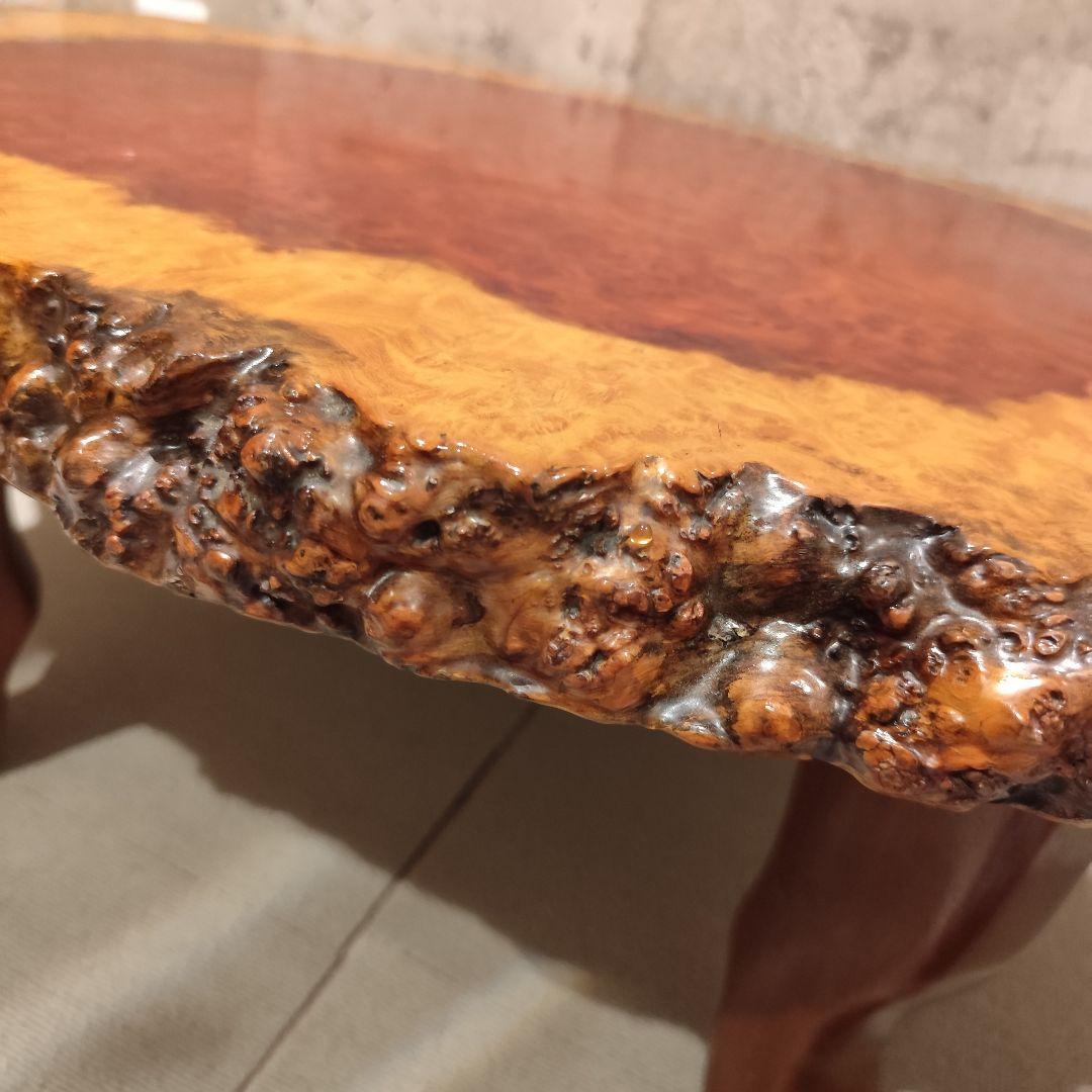 希少 花梨 唐木 テーブル 一点物 銘木 一枚板 瘤杢 花台 ローテーブル