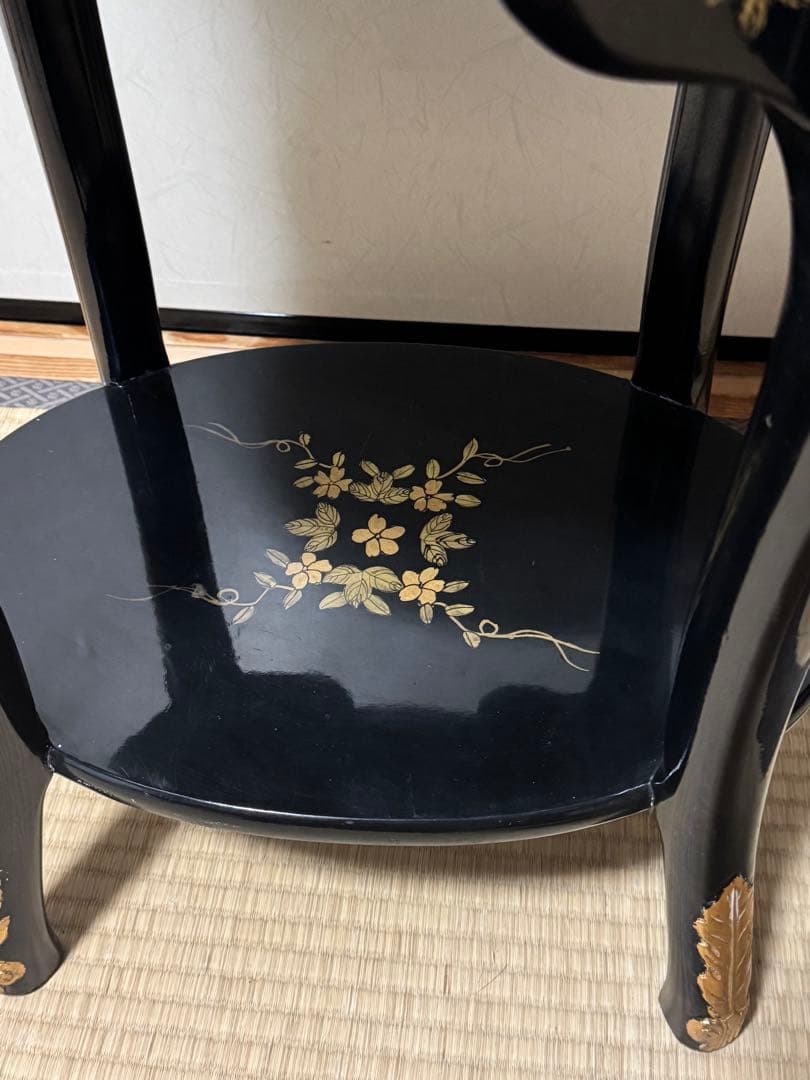 アンティーク　高級金箔家具 中国伝統家具 半円 電話台 コンソールテーブル