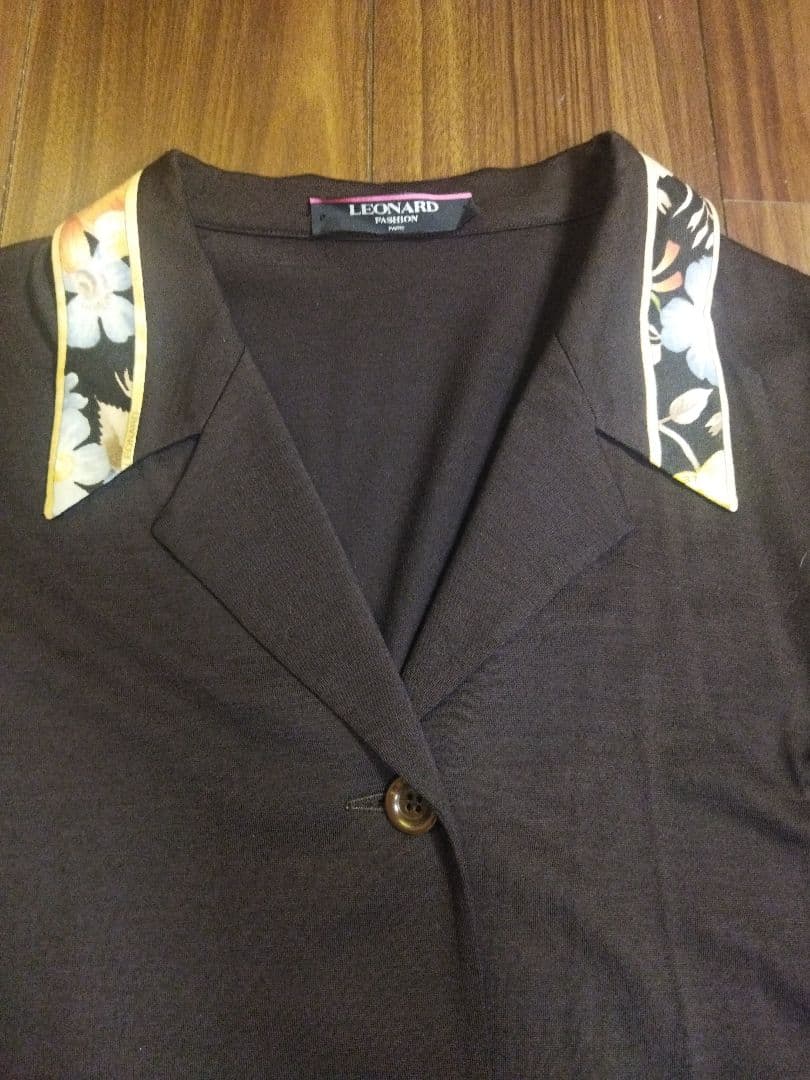 美品♪レオナール LEONARD ウール シルク ロング カーディガン L