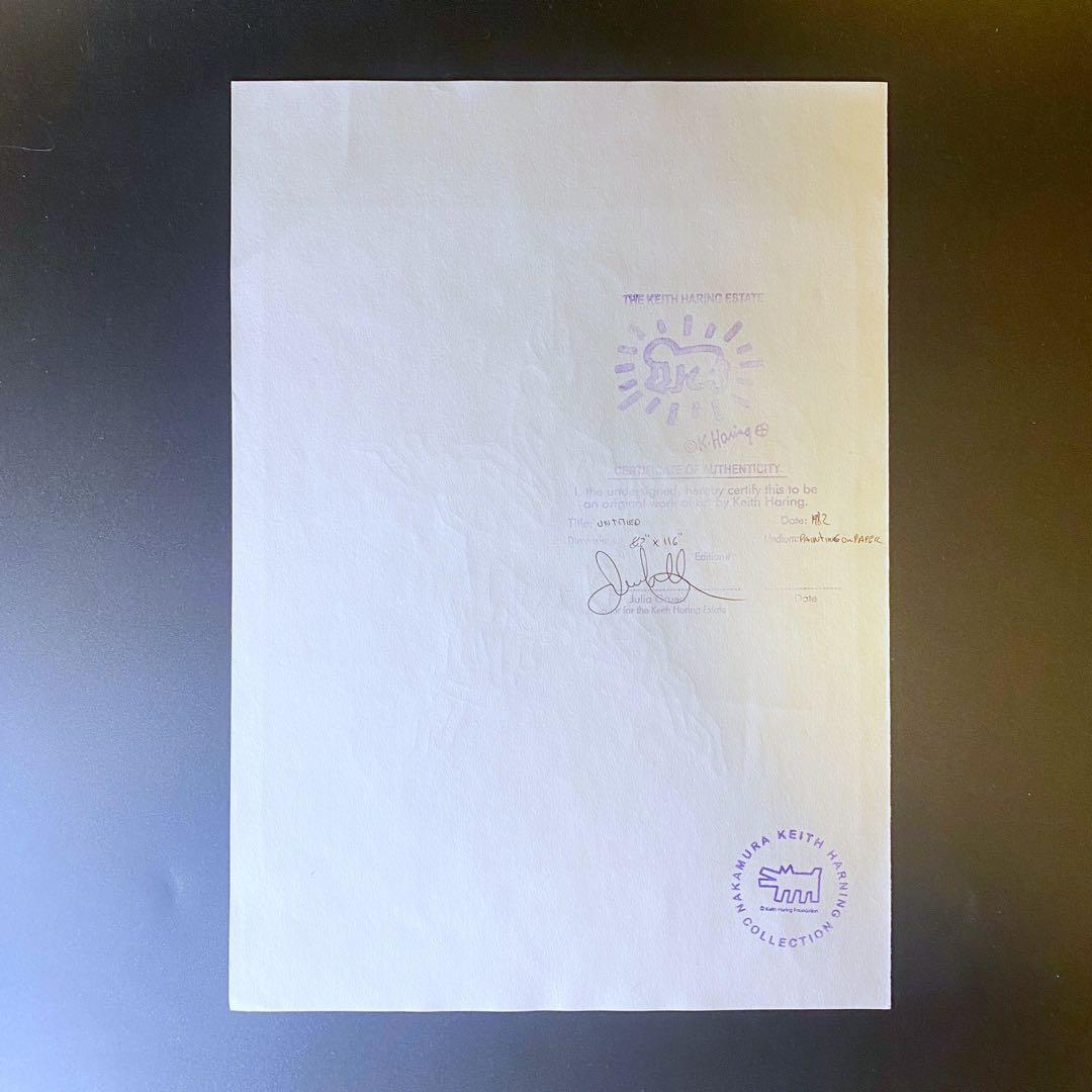 希少! 模写 キース・ヘリング ミクストメディア 原画 証明書 額装済 サイン入