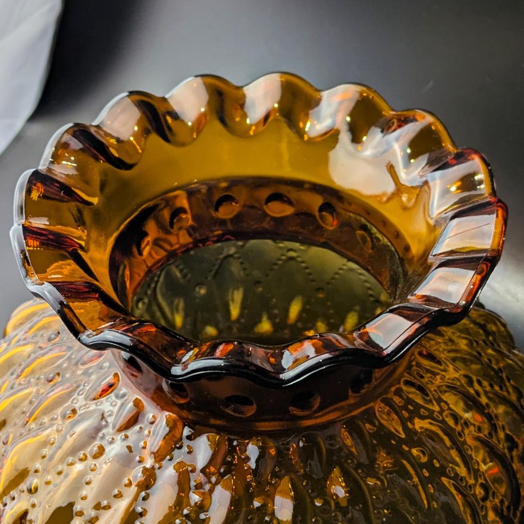 アンバー滴模様ガラスシェード ビンテージ ランプ用 コールマンCQ アラジン等