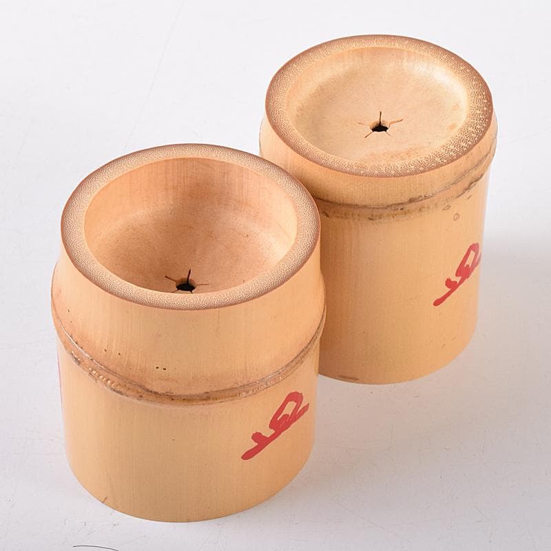 茶道具　黒田正玄作　公孫樹絵　竹蓋置　一双　大徳寺森山歓渓極め箱　V　R7964