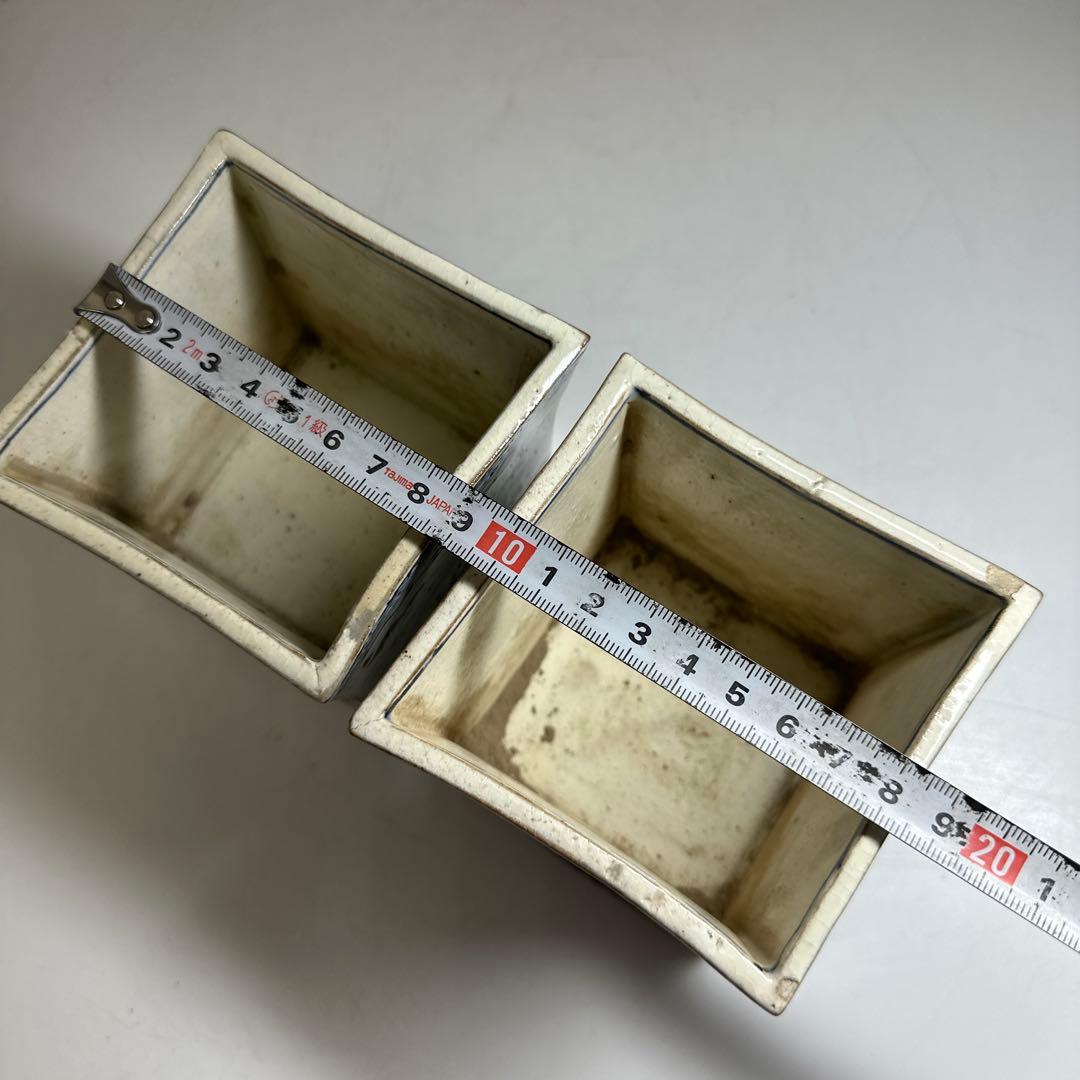 乾山作　雪景山水火入　一対　木箱付　幅約9㎝　本Y7-0414☆1Fトトオカ