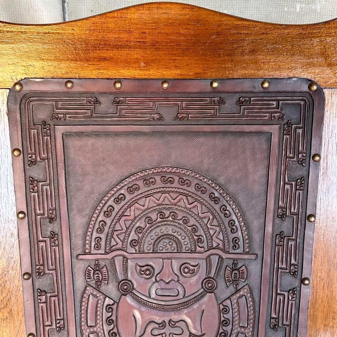 ✦ レトロ アンティーク調ロッキングチェア ✦ 木製×レザー 彫刻装飾ビンテージ