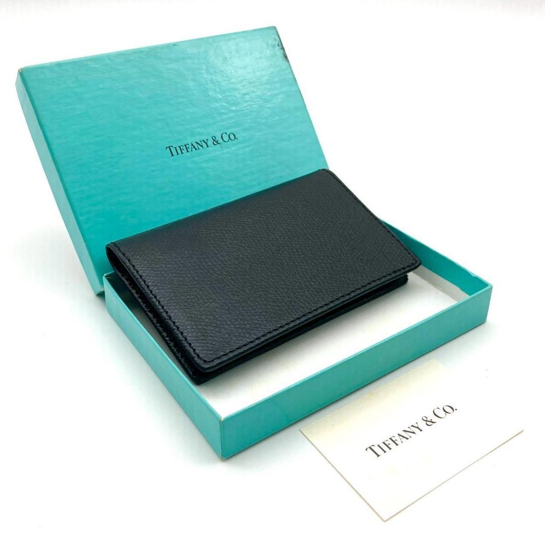 ティファニー 名刺入れ カード入れ レザー ブラック スリム 美品 71007