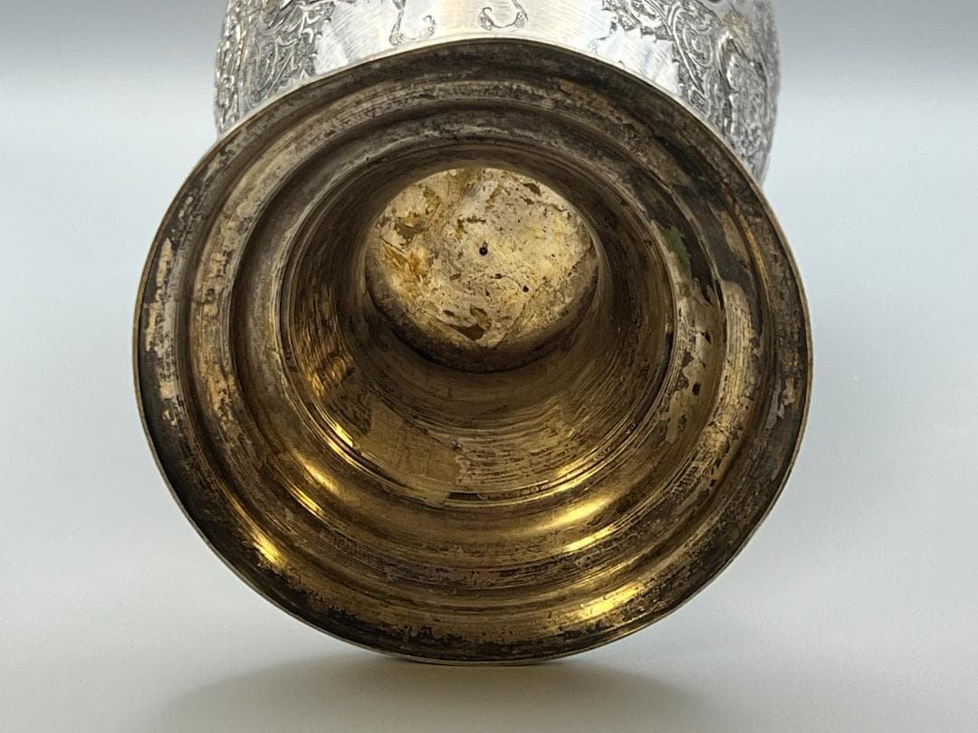 ととろ　銀製　ライオンマーク　三越　銀花瓶　花入れ　手彫　重量約820g