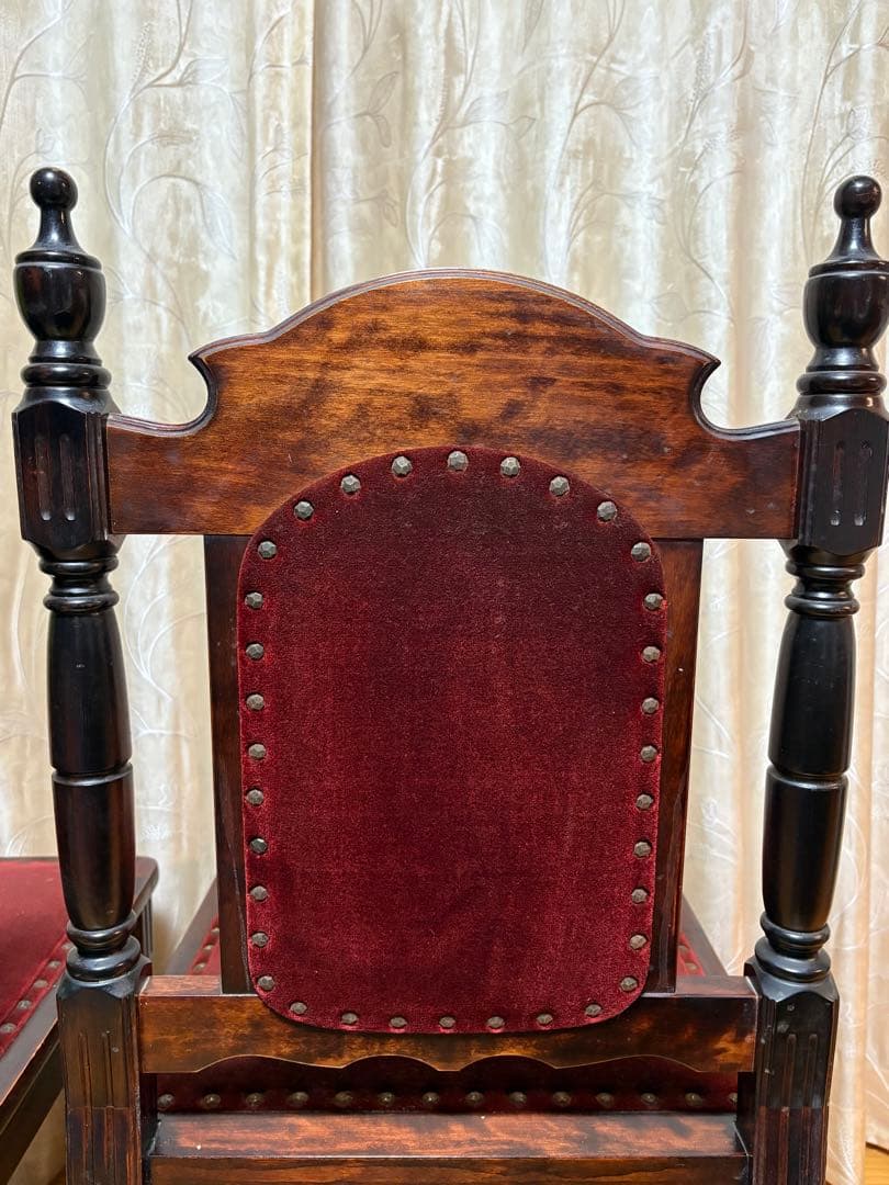 ヴィンテージ 鋲打ち　椅子　ベルベット張り　レトロ　チェア 2脚