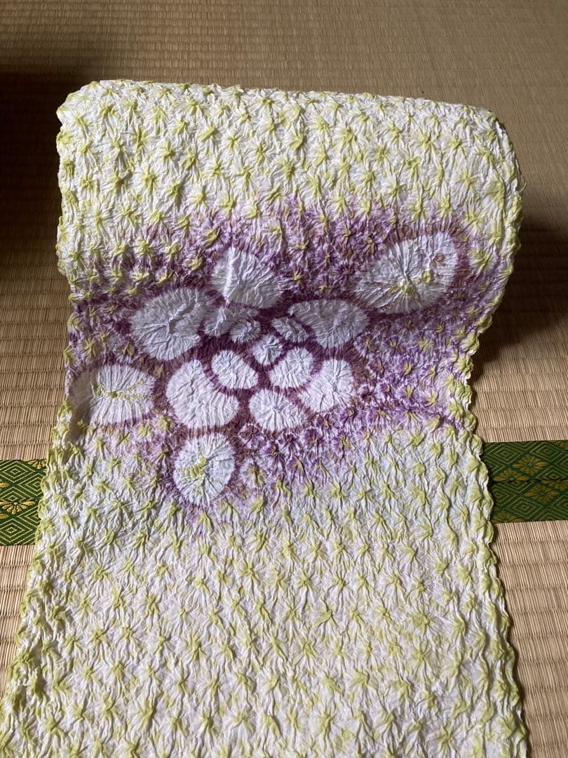 有松絞り 反物 黄緑